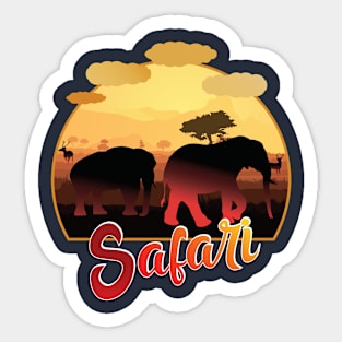 Family elefant on tour in the safari Sticker